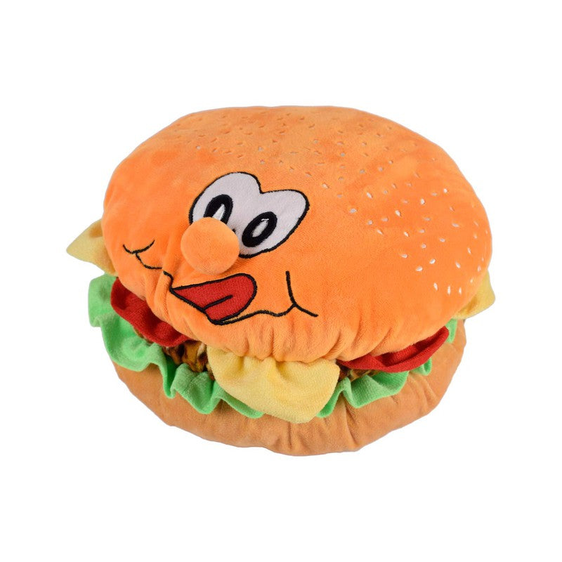 Cute Burger Soft Toy and Pillow (Orange) | Length 32 cms