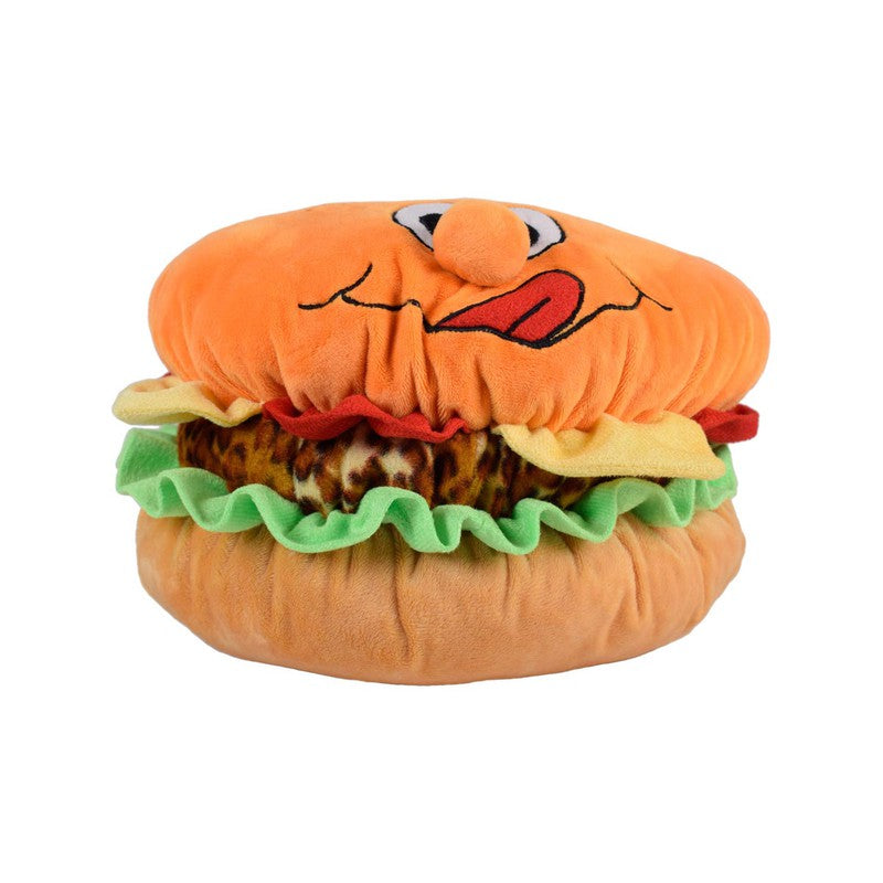 Cute Burger Soft Toy and Pillow (Orange) | Length 32 cms