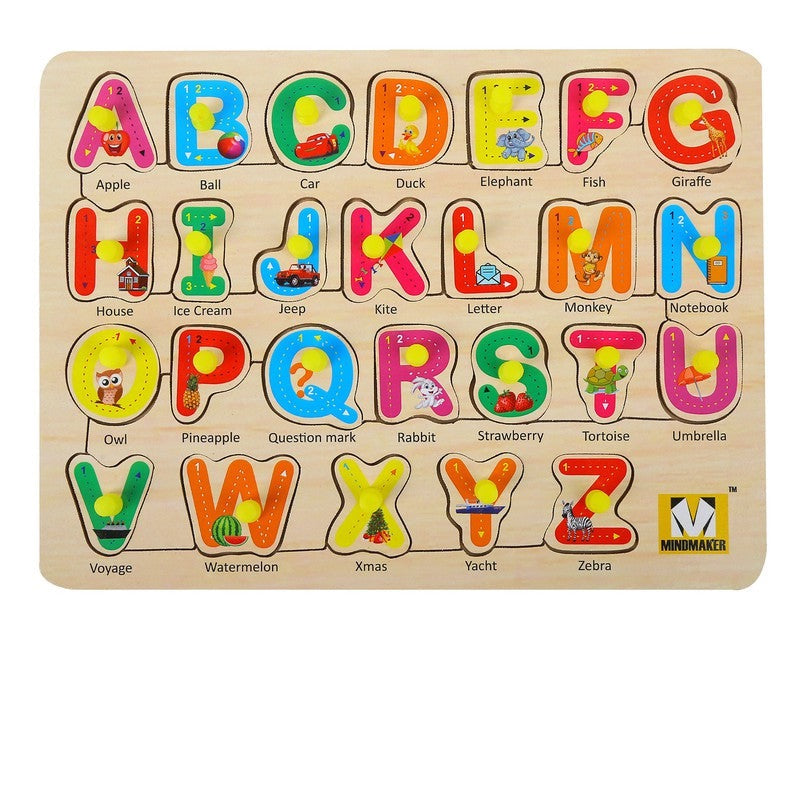 Wooden Puzzle with Knobs Educational and Learning Toy for Kids (Alphabets Numbers Shapes)