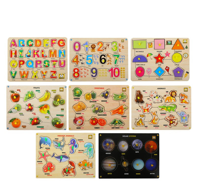 Wooden Puzzle with Knobs Educational and Learning Toy for Kids (SET OF 8)