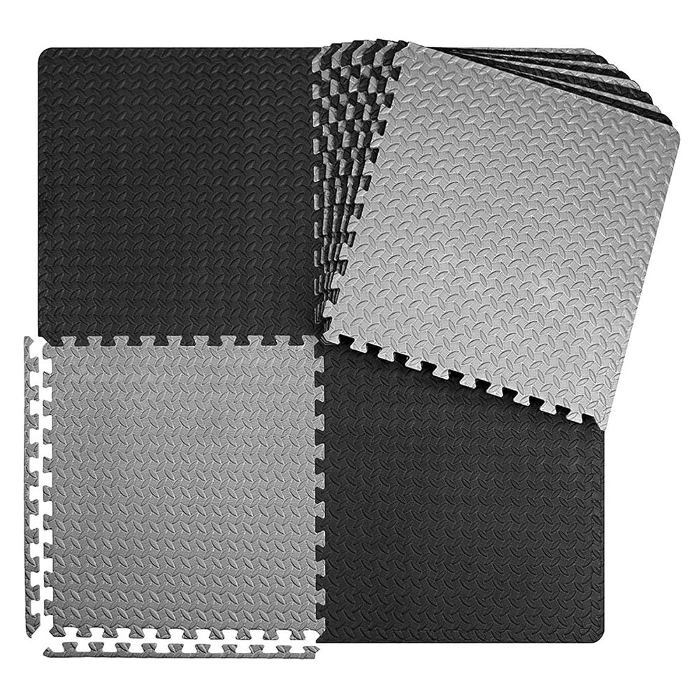 12mm Thick Interlocking EVA Foam Padding Kids Play Mat (Grey/Black)