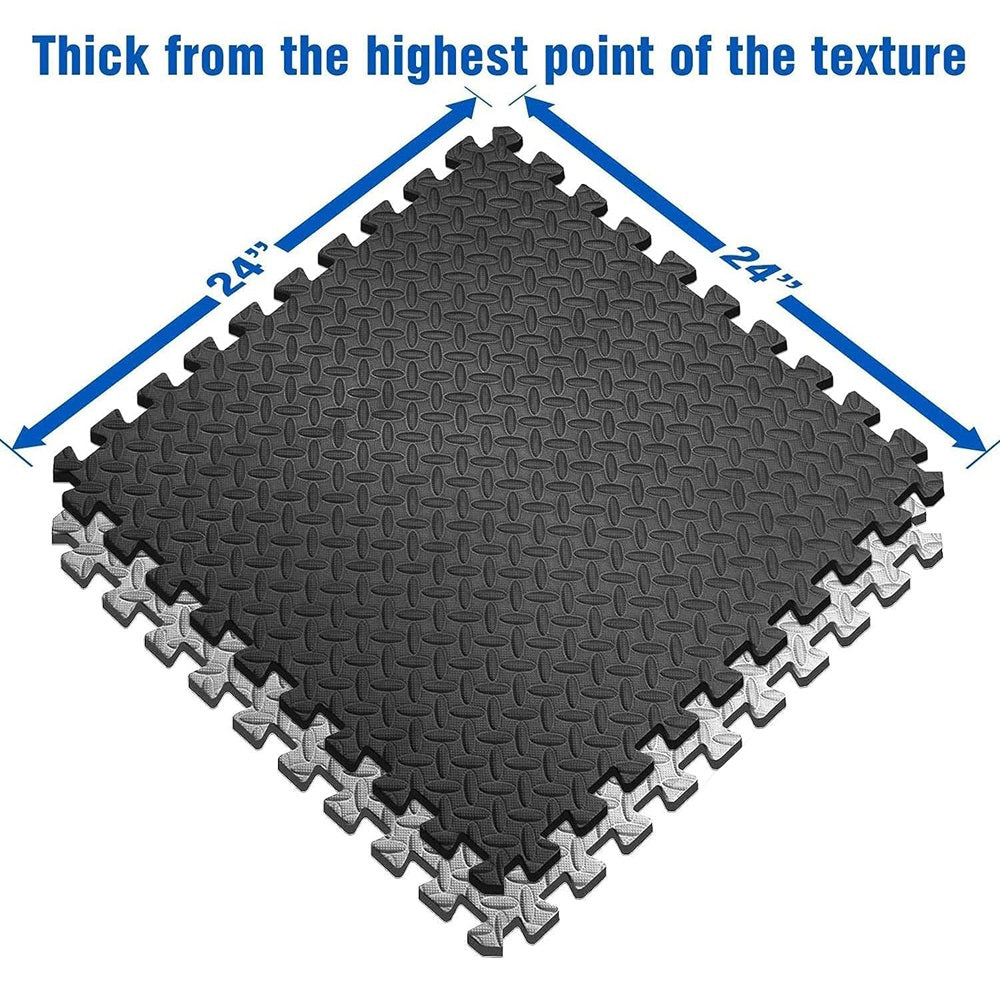 12mm Thick Interlocking EVA Foam Padding Kids Play Mat (Grey/Black)