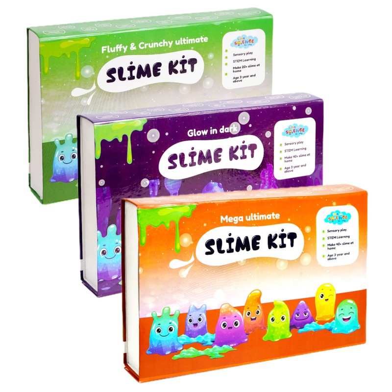 129 Pieces Ultimate DIY Slime Making Kit (Fluffy and Crunchy, Mega Ultimate , Glow in Dark Slime Kit - Make 75+ Slime) Combo Pack of 3