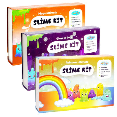 132 Pieces Ultimate Slime Making Kit (Rainbow, Mega Ultimate, And Glow in dark Slime Kit - Make 75+ Slime) Combo Pack of 3