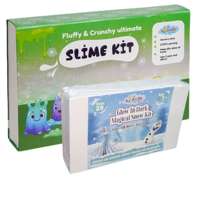 66 Pieces Ultimate DIY Combo of Snow and Slime Kit (Fluffy and Crunchy Slime Kit and Glow in Dark Magical Snow Kit) Combo Pack of 2