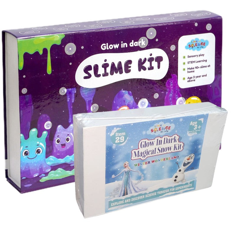 72 Pieces Ultimate DIY Combo of Snow and Slime Kit (Glow in dark Slime Kit and Glow in Dark Magical Snow Kit) Pack of 2