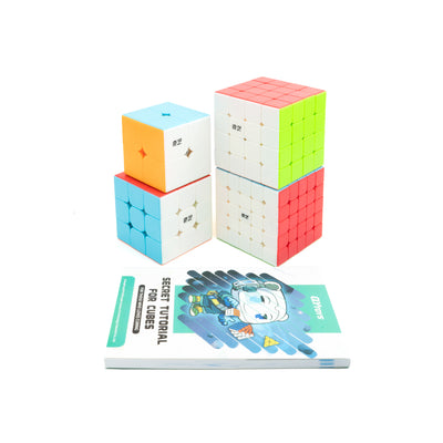 2x2 3x3 4x4 & 5x5 Stickerless Speedcube Puzzle for Kids & Adults Magic Speedy Stress Buster Brainstorming Puzzle Cube (Multicolor) Combo Set