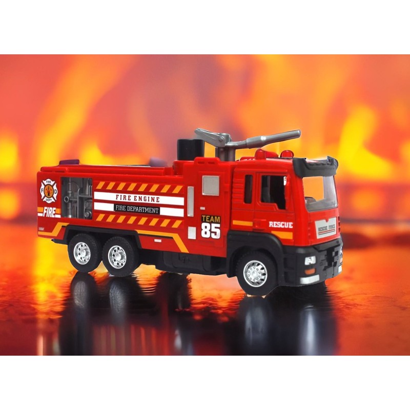 Die Cast Metal Realistic Fire Brigade Sprinkler Truck | Push Back Action for Kids | Multicolour