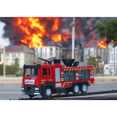 Die Cast Metal Realistic Fire Brigade Sprinkler Truck | Push Back Action for Kids | Multicolour