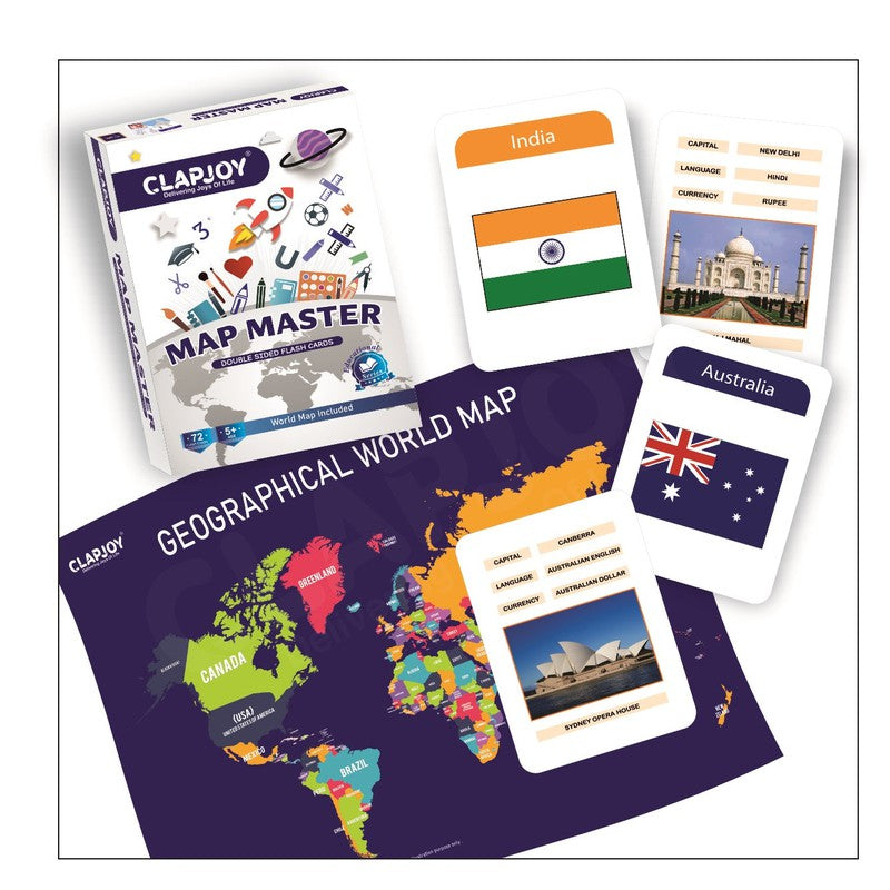 Map Master-Country and Flag Flashcards for Kids | 5-12 Years