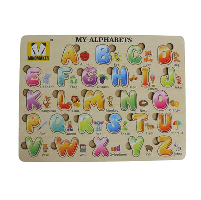 Wooden Puzzles without Knobs Educational Boards for Kids Multicolour - 87 Pieces