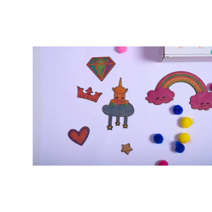 Ilearnngrow Teeny Tiny DIY Unicorn Name Plate Kit & Door Knob Craft Kit