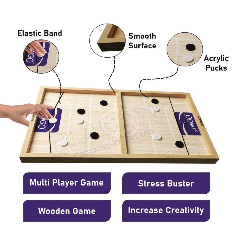 2-in-1 Sling Puck Board Game - Fastest Finger First & String Hockey (5-9 Years)