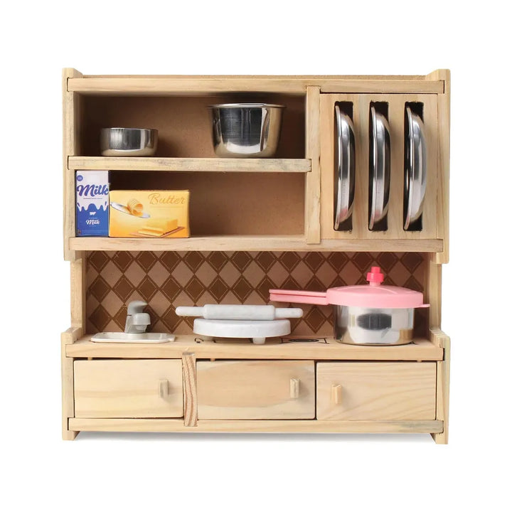 Sunny Cook N Serve Wooden Kitchen Pretend Playset with A Chef Hat & Apron