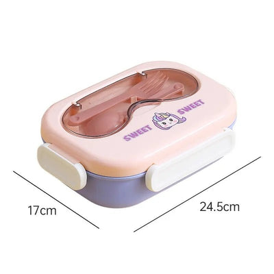 Cute Cartoon 3 Compartment Stainless Steel Lunch Box (800ml + 100ml)