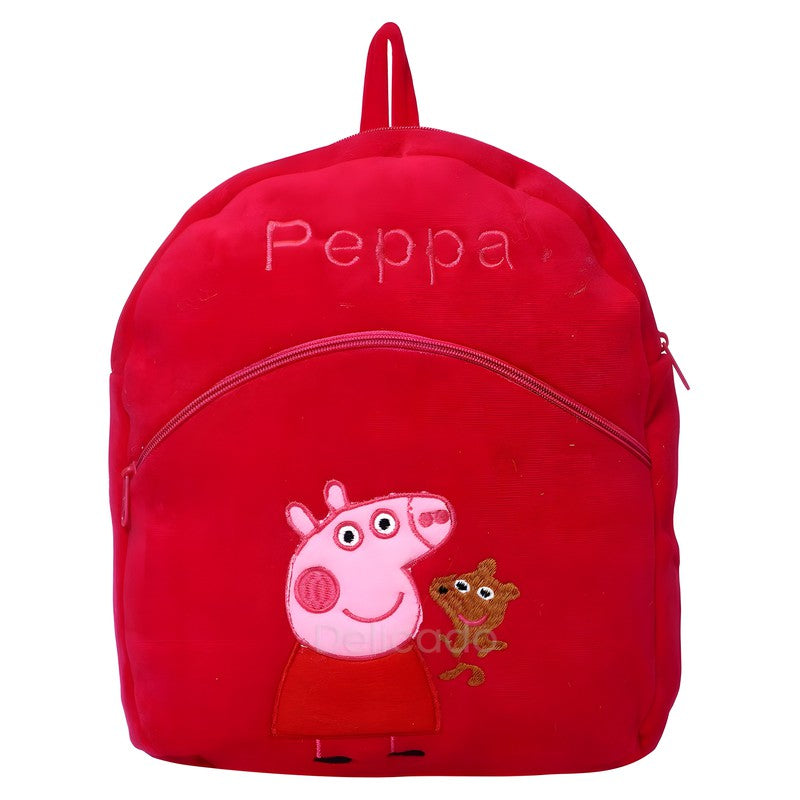 Premium Quality Soft Design Rani Peppa Shape School Bag for Kids - 14 Inches