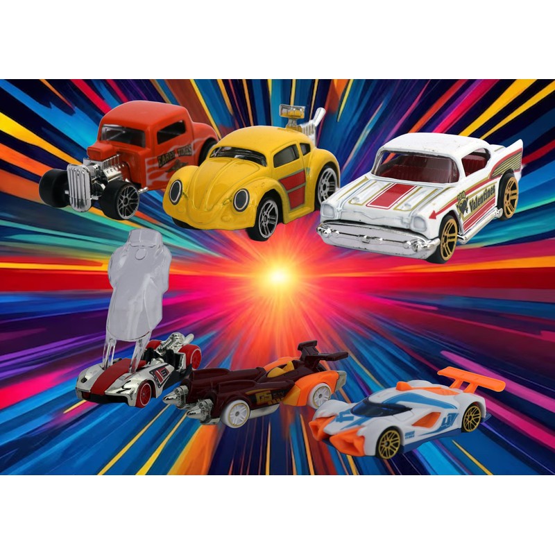 Die Cast Metal Set of 10 Mini Cars with Plastic Parts | Multicolour | Assorted Colours & Designs