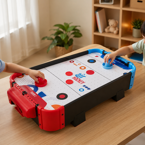 Simarr Small Air Hockey Table-Top Game with 2 Pucks, 2 Paddles, 1 Charger & 4 Legs (5-8 Years)