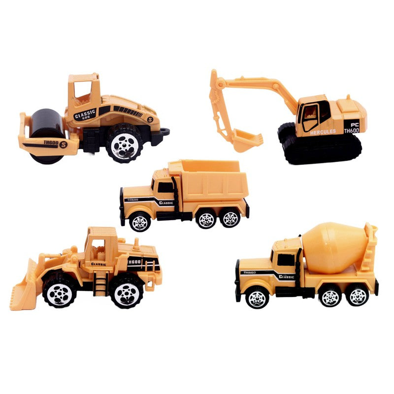 7 in 1 Die-cast Metal Construction Vehicles Set for Kids | Metal Trucks Set with Plastic Parts (Yellow)