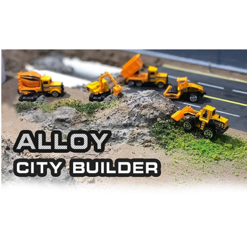 7 in 1 Die-cast Metal Construction Vehicles Set for Kids | Metal Trucks Set with Plastic Parts (Yellow)