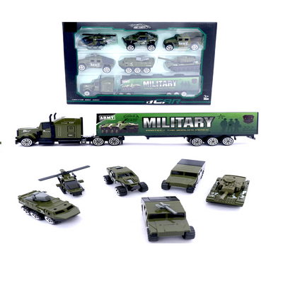 Pack of 7 in 1 Die Cast Metal Military Vehicles | Army car, Trucks with Plastic Parts (Green)