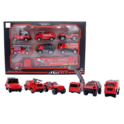 7 in 1 Die Cast Metal Fire Brigade Rescue Team | Metal Vehicles with Plastic Parts (Multicolour)