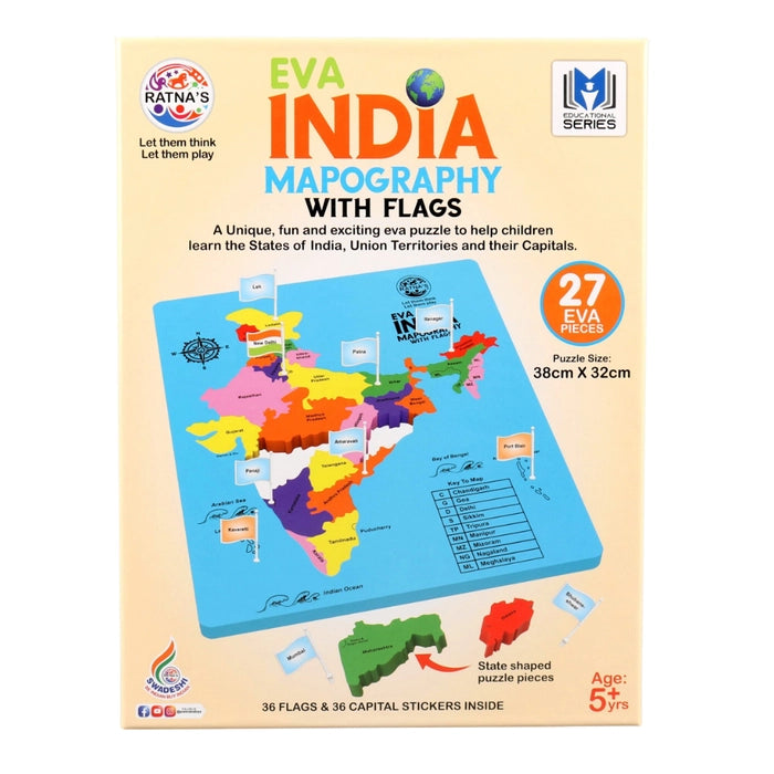 Ratna's EVA India Mapography with Flags I 27 Pieces Puzzle