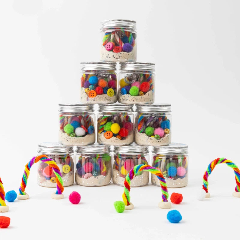 DIY Clay 1 Jar | Rainbow Playdough | Rainbow Pompoms and Beads | 2 to 5 Years