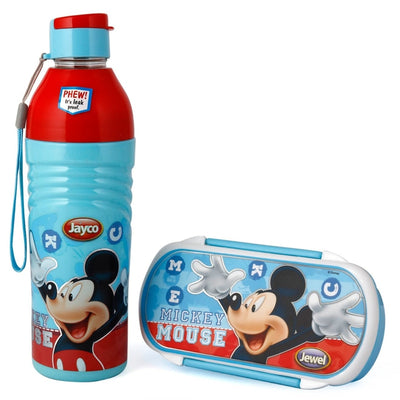 Original Licensed Disney Marvel Crispy Wavee Lunch Box and Cartoon Water Bottle Set - Mickie Mouse