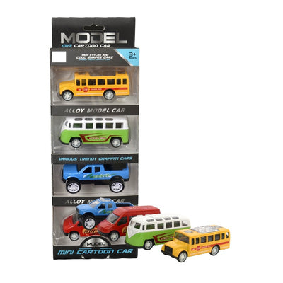 Pack of 4 Die Cast Metal Cars Set for Kids with Pull Back Action, Multicolour