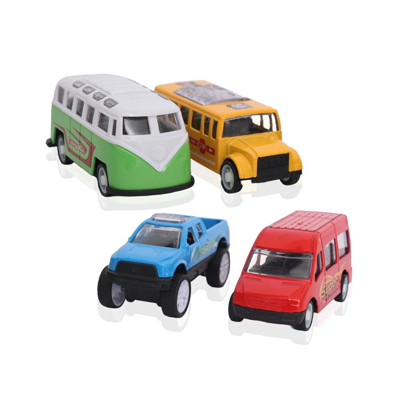 Pack of 4 Die Cast Metal Cars Set for Kids with Pull Back Action, Multicolour