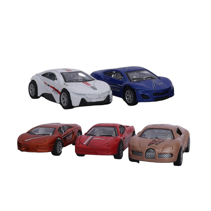 Pack of 5 Die Cast Metal Cars Set for Kids, Fixed Doors, Multicolour