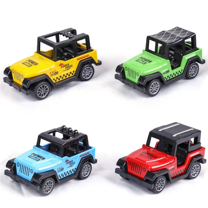 Pack of 4 Die cast Metal Jeep Cars | Pull Back Action | Multicolour