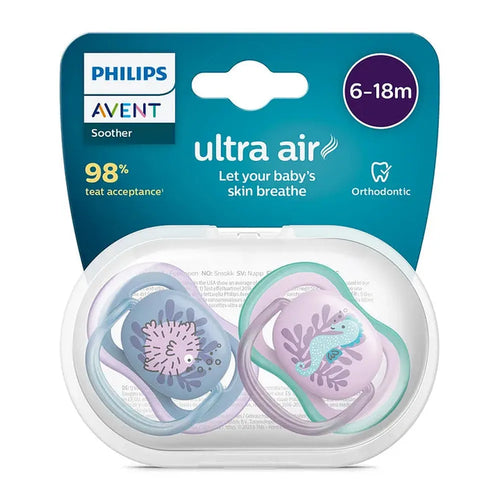Philips Avent Pack of 2 Soother Ultra Air Orthodontic Baby Pacifier