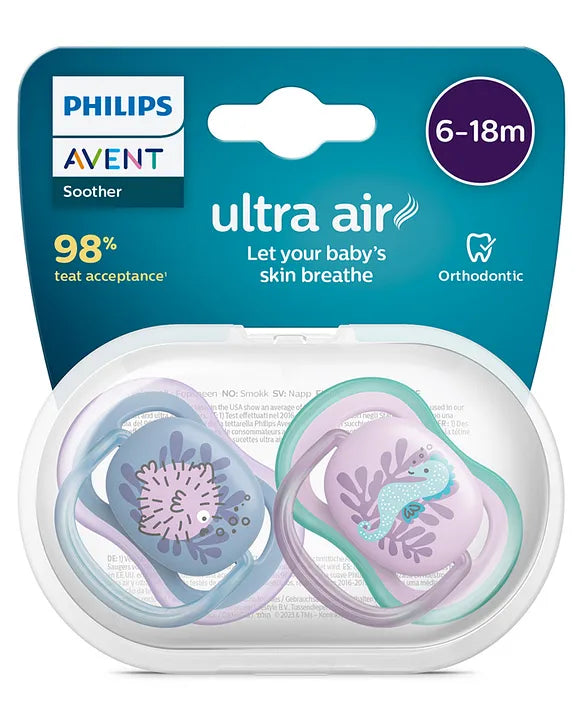 Philips Avent Pack of 2 Soother Ultra Air Orthodontic Baby Pacifier