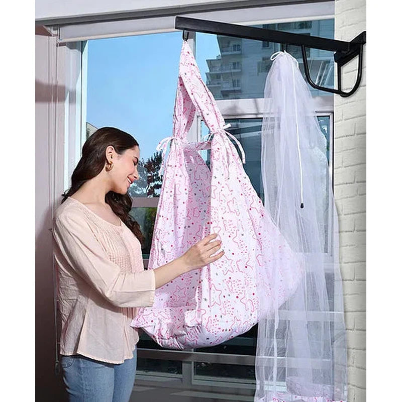 Shower Baby Swing Cradle With Mosquito Net, Pillow & Spring (0-6 Months) | Capacity-15 Kg