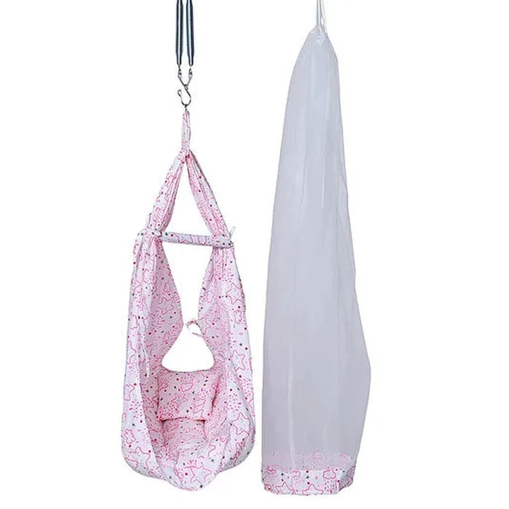 Shower Baby Swing Cradle With Mosquito Net, Pillow & Spring (0-6 Months) | Capacity-15 Kg