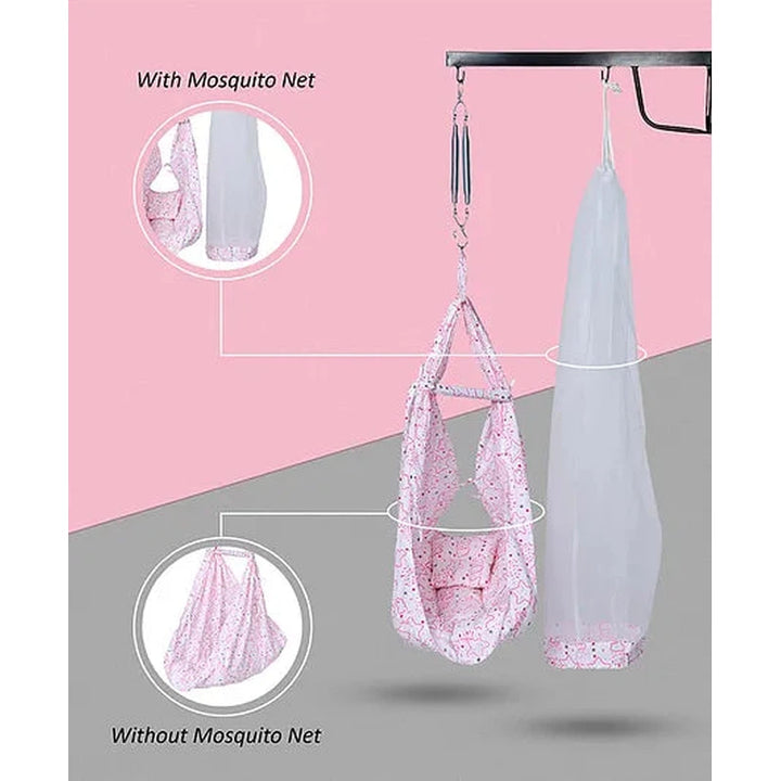 Shower Baby Swing Cradle With Mosquito Net, Pillow & Spring (0-6 Months) | Capacity-15 Kg