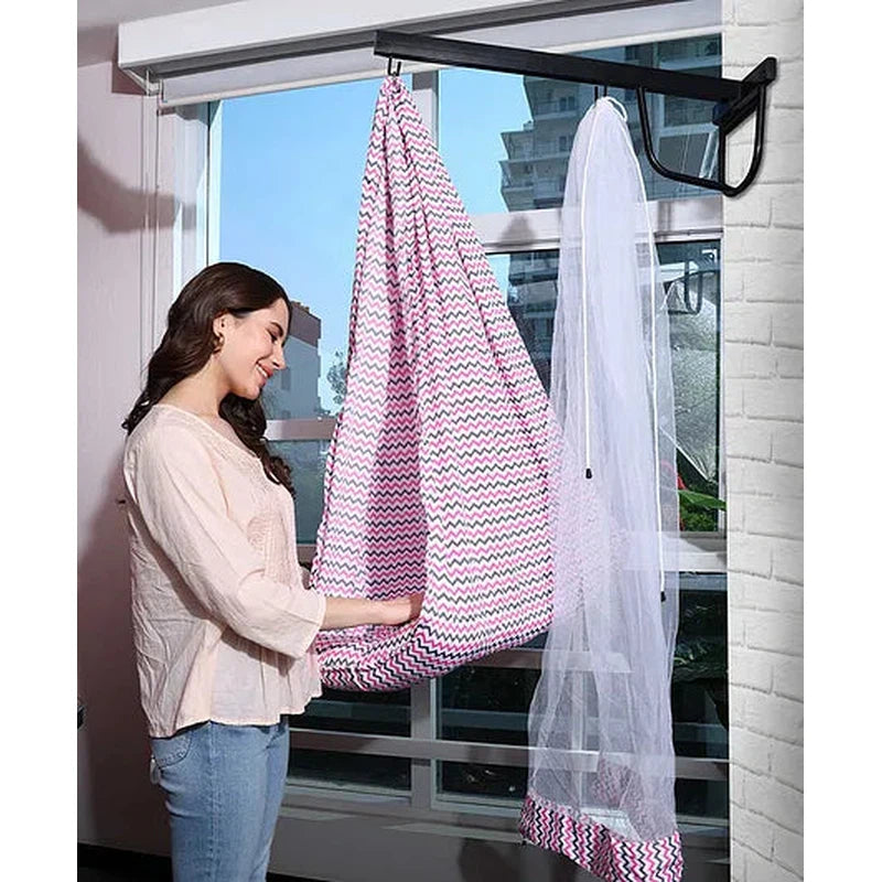 Meander Baby Swing Cradle With Mosquito Net, Pillow, Spring And Metal Window Cradle Hanger