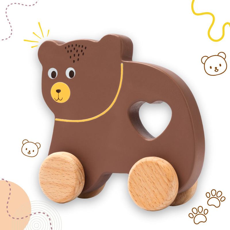 Push and Pull Wooden Bear Toy (1-3 Years)