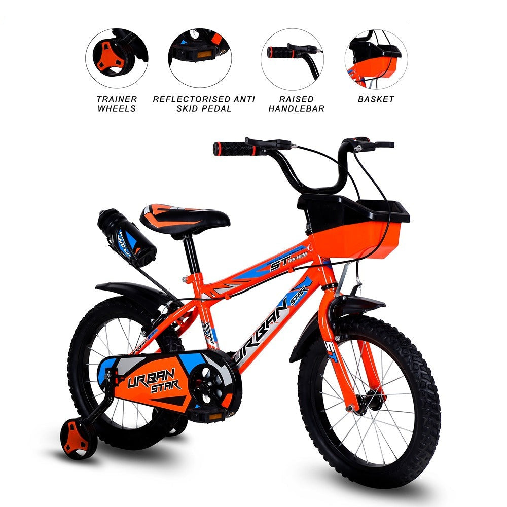 BMX Cycle with Training Wheel Single Speed with Complete Accessories (Orange) | 16 Inch COD not Available