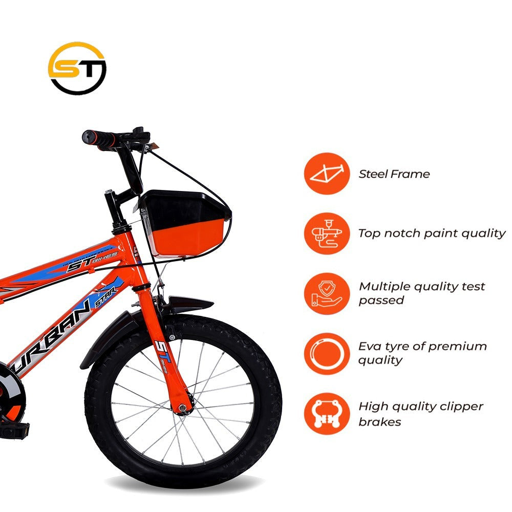 BMX Cycle with Training Wheel Single Speed with Complete Accessories (Orange) | 16 Inch COD not Available