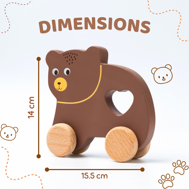 Push and Pull Wooden Bear Toy (1-3 Years)