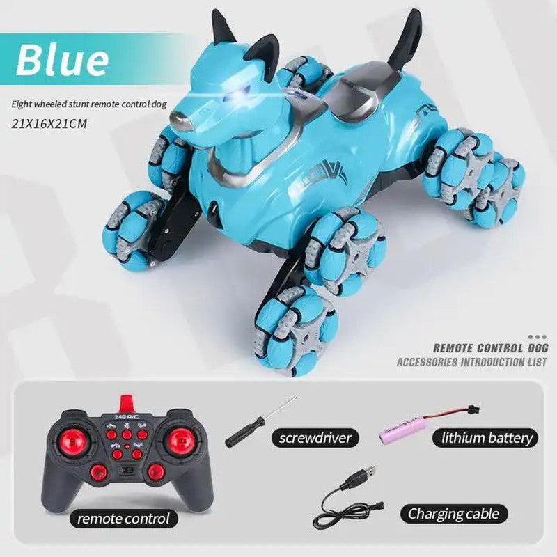 Premium Stunt Dog Toys Car Plastic Radio Electric RC 8 Wheels Car Toy for Kids (Multicolor)