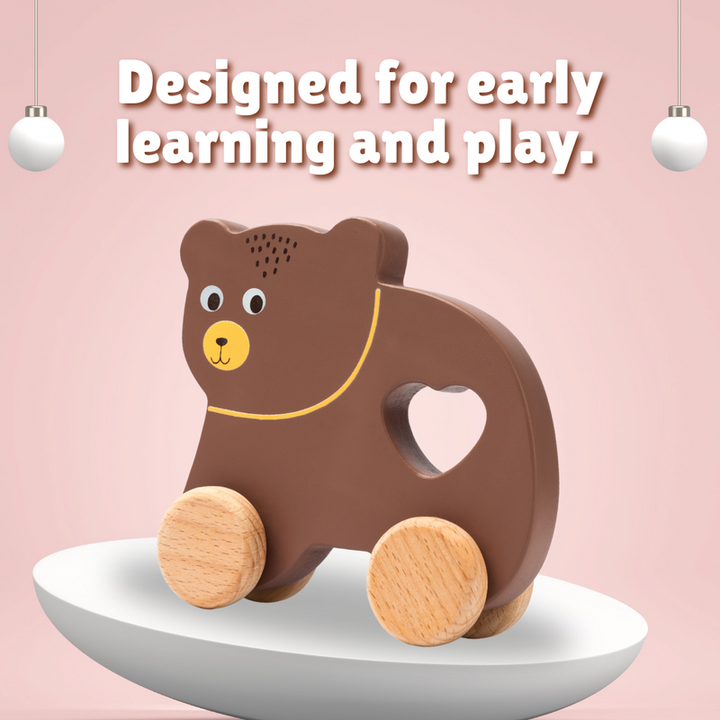 Push and Pull Wooden Bear Toy (1-3 Years)