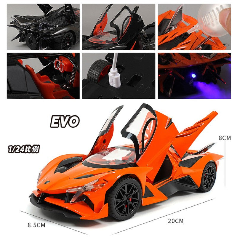 Resembling Apollo EVO Spot Diecast Car with Openable Doors, Light & Sound | 1:24 Scale Model (14 Years Till Grown Ups)