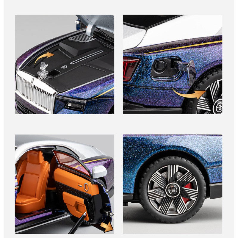 Resembling Rolls Shinning Diecast Car with Openable Doors, Light & Sound | 1:24 Scale Model (14 Years Till Grown Ups)