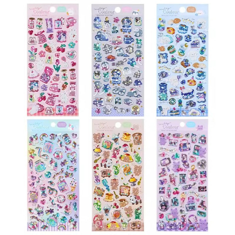 Set of 6 - Japanese Q-LIA Cat Eye Crystal Epoxy Stickers for Crafts (4-8 Years)