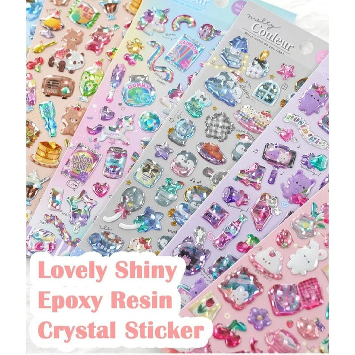 Set of 6 - Japanese Q-LIA Cat Eye Crystal Epoxy Stickers for Crafts (4-8 Years)