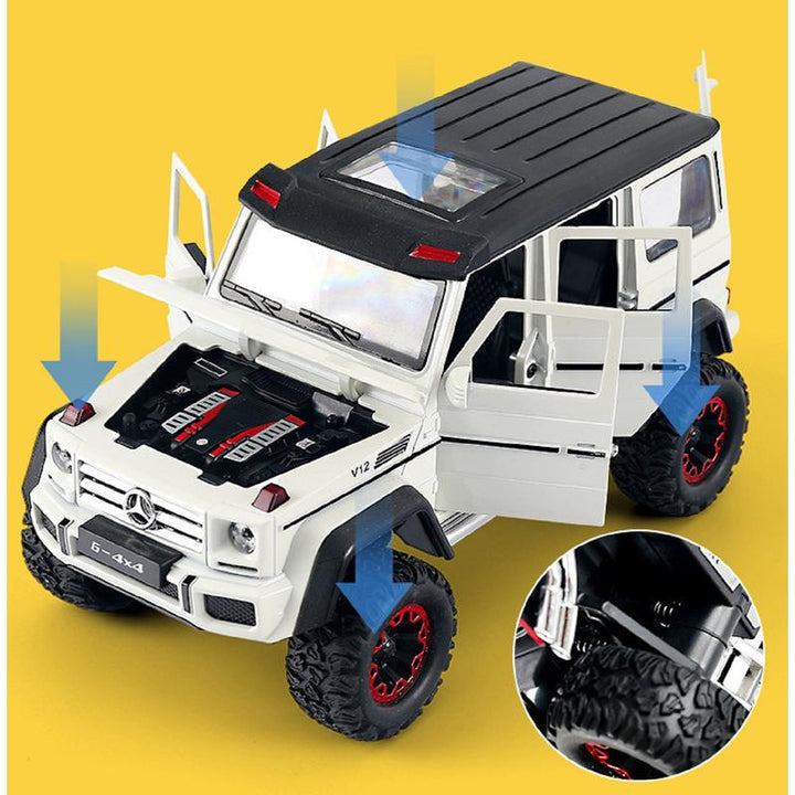 Resembling Daben G500 Alloy Metal Pull Back Diecast Car with Openable Doors, Sound & Light | 1:24 Scale Model (14 Years Till Grown Ups)